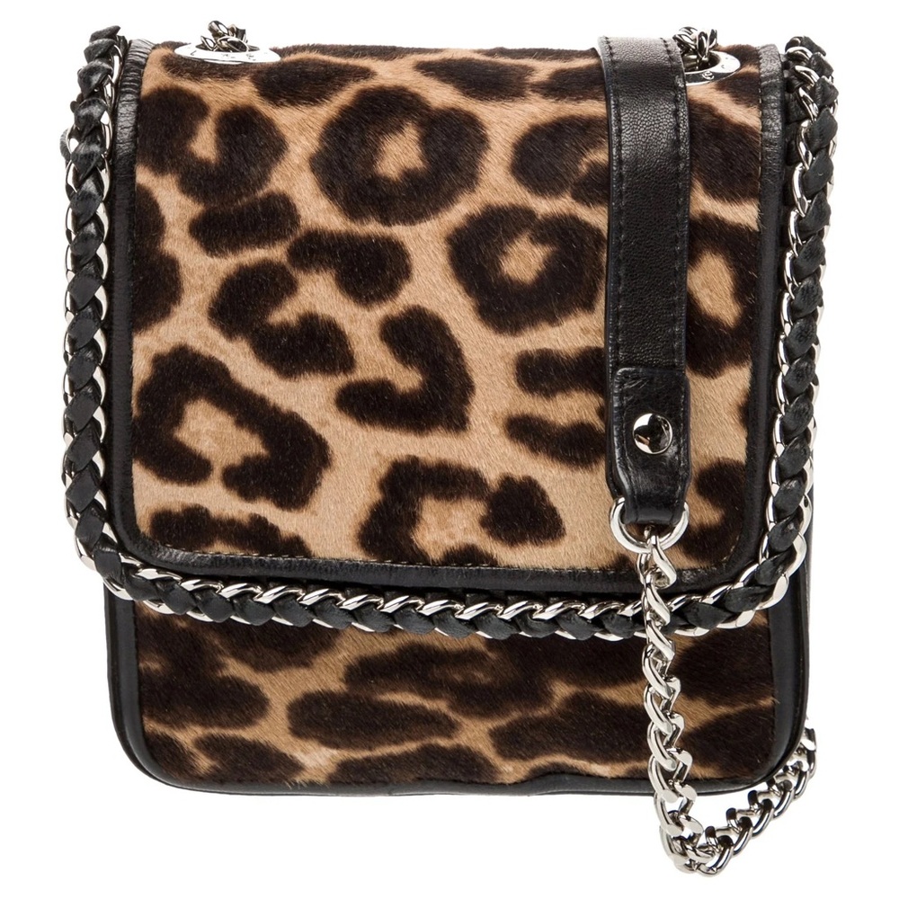 Henri Bendel Leopard Print Calf Hair Chain Shoulder Bag - Picture 9 of 14